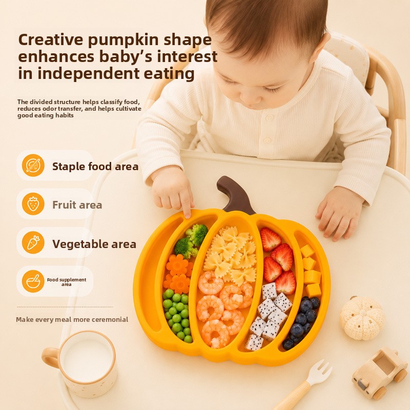 Piring Bayi Silikon Motif Labu - Baby Food Vegetables ulasan dan harga