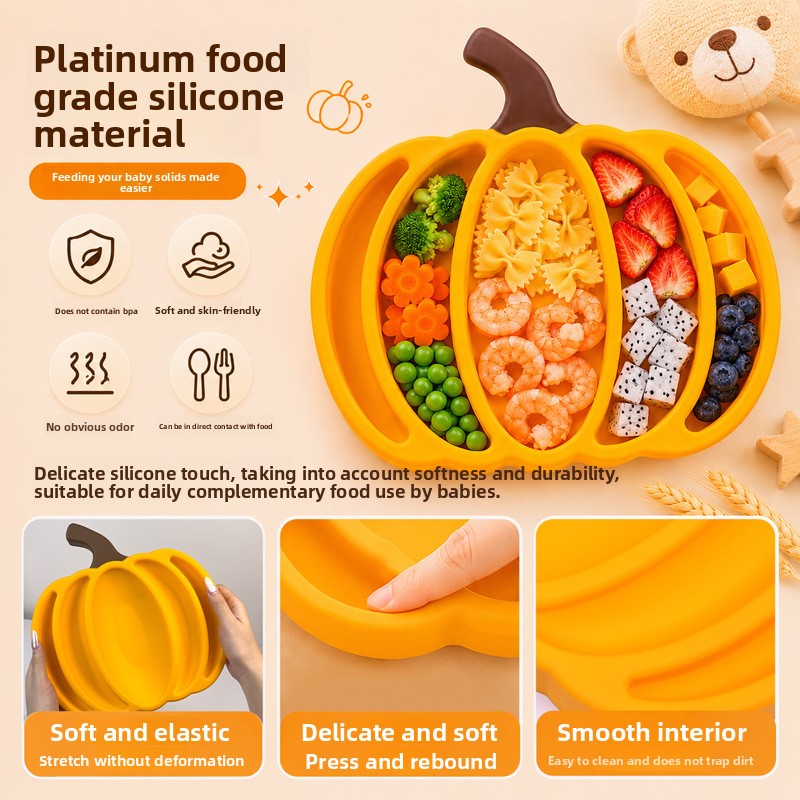Piring Bayi Silikon Motif Labu - Baby Food Vegetables ulasan dan harga